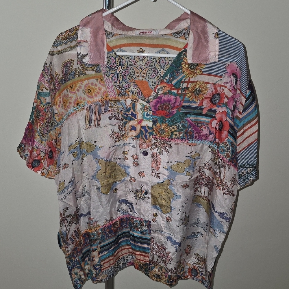 Johnny Was Multicolor Printed Button Down Shirt - image 3